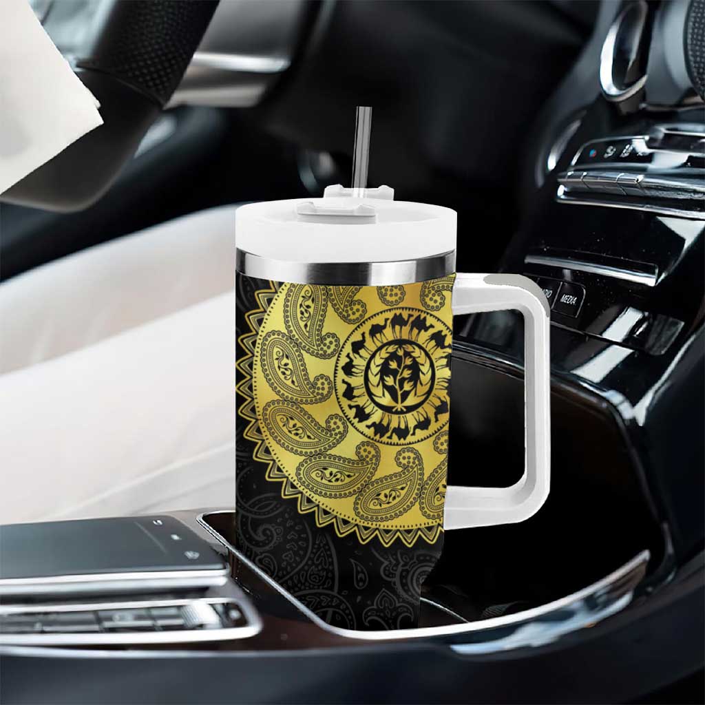 Eritrea African Tribal Mix Paisley Pattern Tumbler With Handle Chest Arm Tattoo LT15