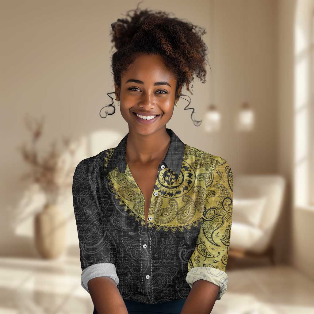 Eritrea African Tribal Mix Paisley Pattern Women Casual Shirt Chest Arm Tattoo LT15