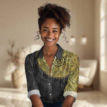 Eritrea African Tribal Mix Paisley Pattern Women Casual Shirt Chest Arm Tattoo LT15