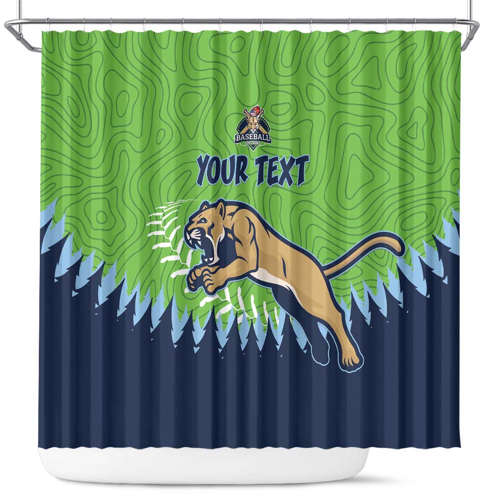 Kane County 2025 Baseball Custom Shower Curtain Cougar Fight Cougar Win LT15