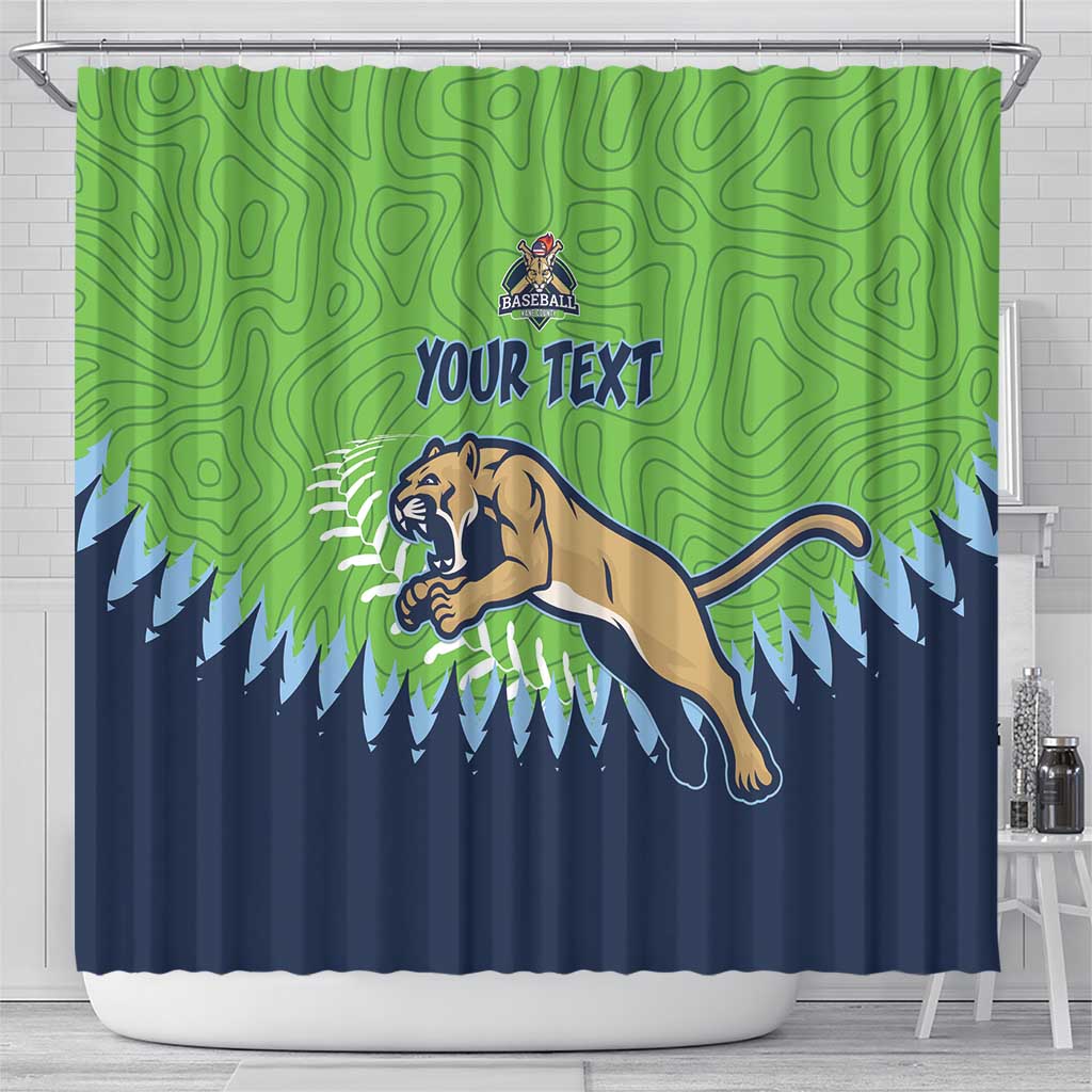 Kane County 2025 Baseball Custom Shower Curtain Cougar Fight Cougar Win LT15