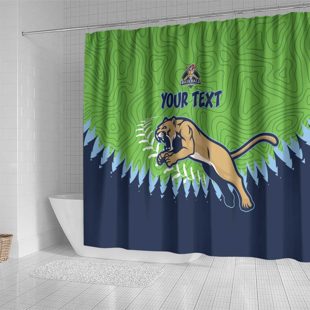 Kane County 2025 Baseball Custom Shower Curtain Cougar Fight Cougar Win LT15
