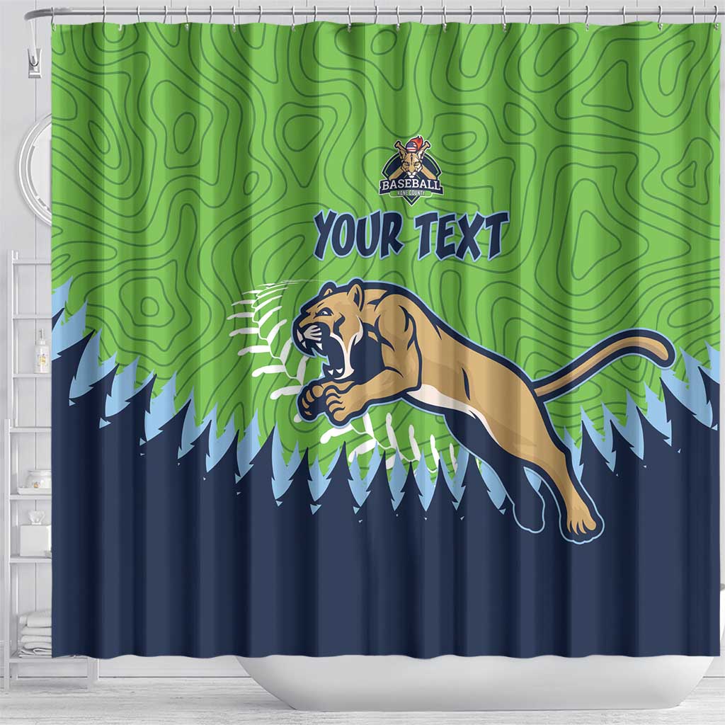 Kane County 2025 Baseball Custom Shower Curtain Cougar Fight Cougar Win LT15