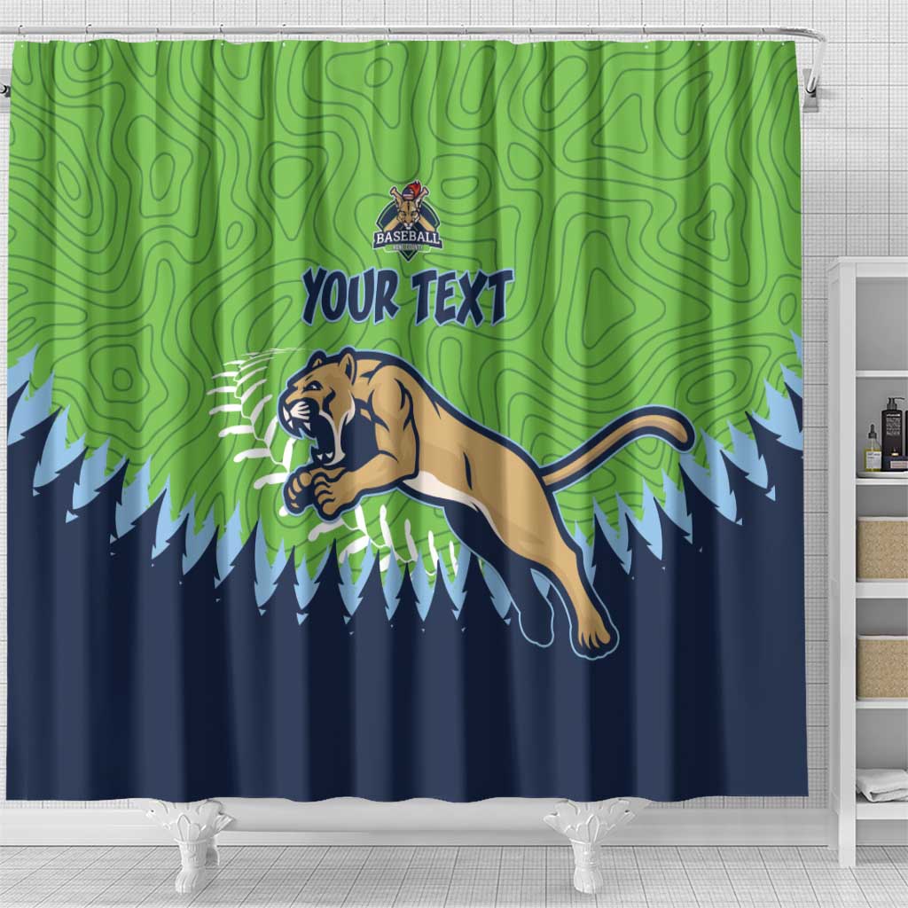 Kane County 2025 Baseball Custom Shower Curtain Cougar Fight Cougar Win LT15