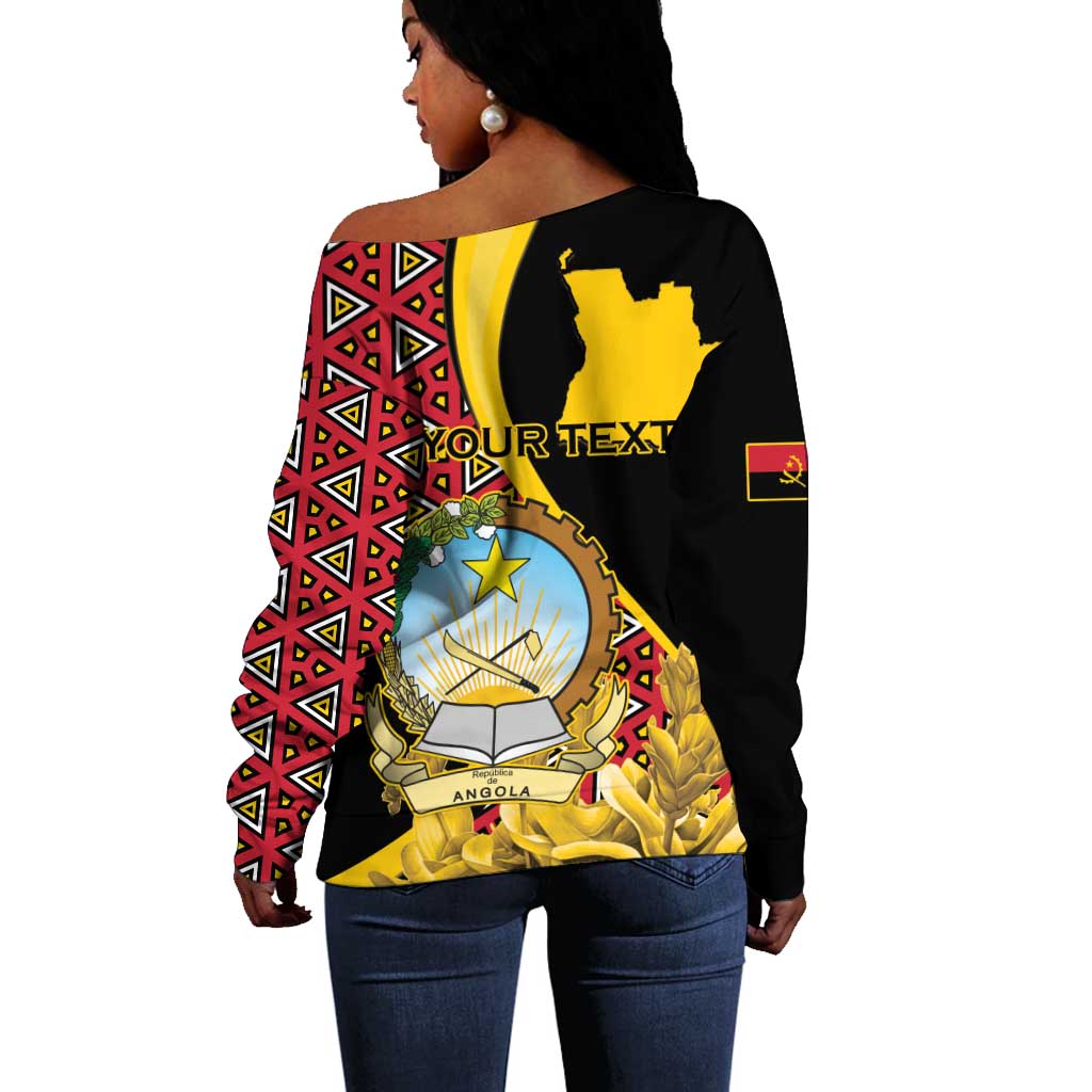 Personalized República de Angola Off Shoulder Sweater Coat Of Arms With Map LT15