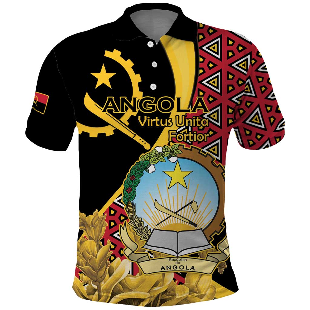 Personalized Angola Polo Shirt Coat Of Arms Welwitschia Mirabilis LT15