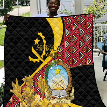 Personalized República de Angola Quilt Coat Of Arms With Map LT15