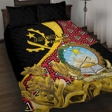 Personalized República de Angola Quilt Bed Set Coat Of Arms With Map LT15