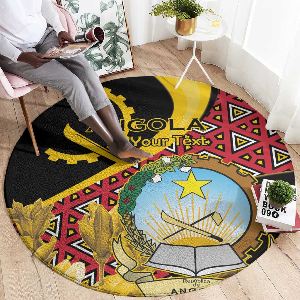 Personalized República de Angola Round Carpet Coat Of Arms With Map LT15