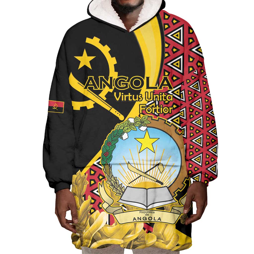 Personalized República de Angola Wearable Blanket Hoodie Coat Of Arms With Map LT15