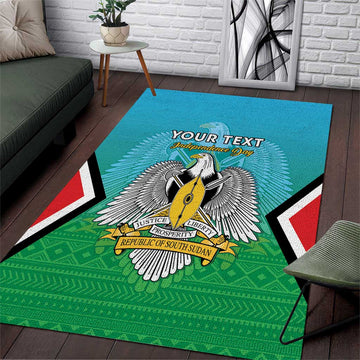 Personalised South Sudan Area Rug Coat Of Arms - Happy Independence Day LT15