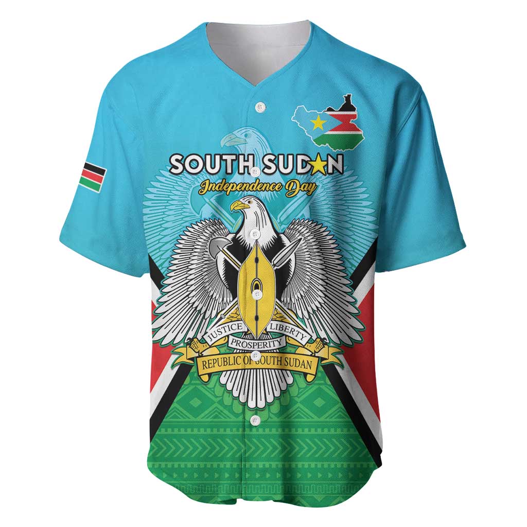 Personalised South Sudan Baseball Jersey Coat Of Arms - Happy Independence Day LT15