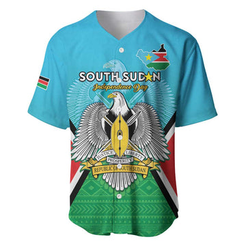 Personalised South Sudan Baseball Jersey Coat Of Arms - Happy Independence Day LT15