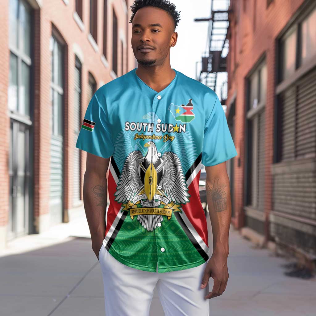 Personalised South Sudan Baseball Jersey Coat Of Arms - Happy Independence Day LT15