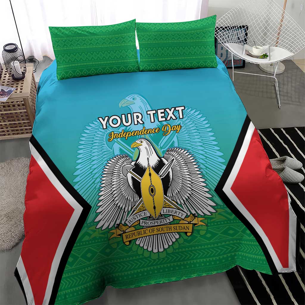 Personalised South Sudan Bedding Set Coat Of Arms - Happy Independence Day LT15