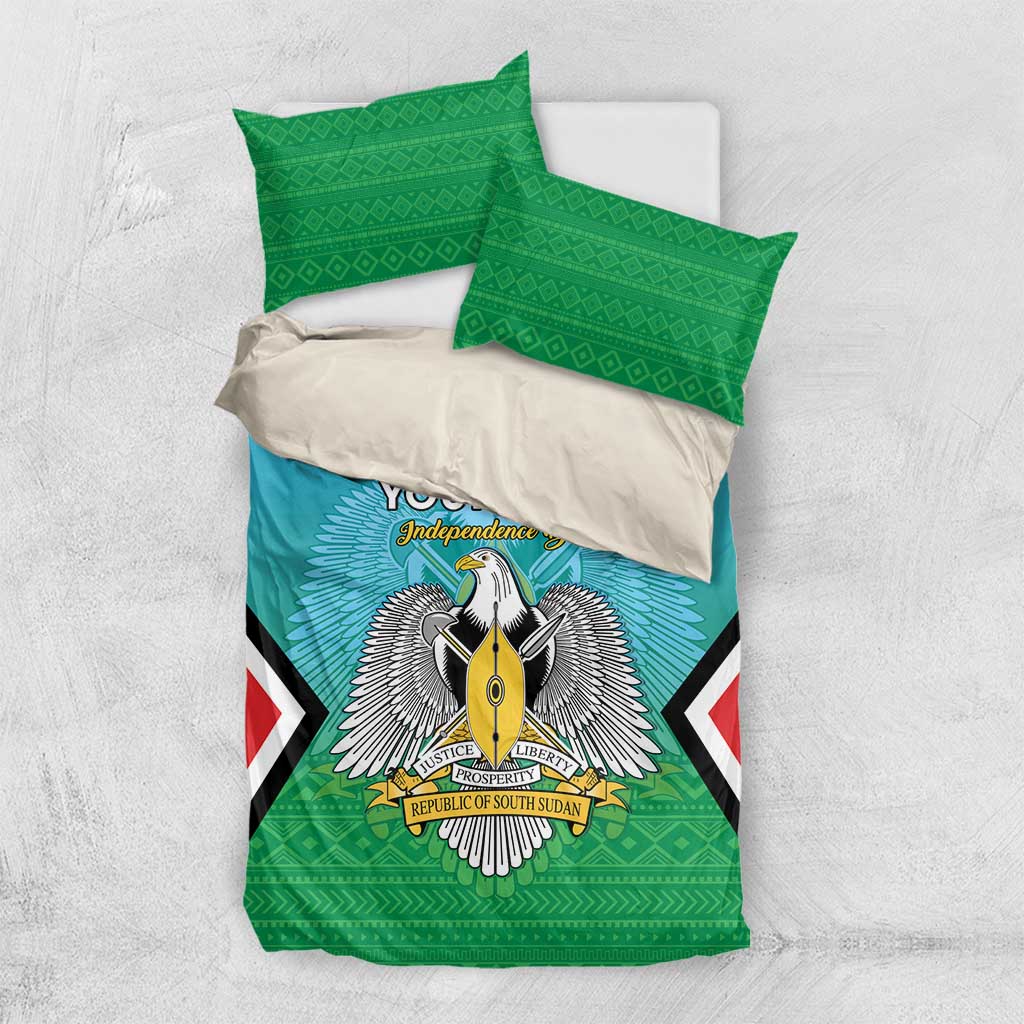 Personalised South Sudan Bedding Set Coat Of Arms - Happy Independence Day LT15