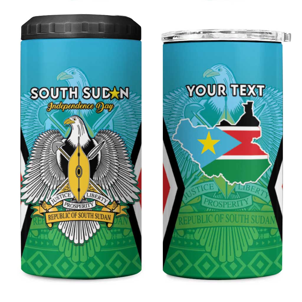 Personalised South Sudan 4 in 1 Can Cooler Tumbler Coat Of Arms - Happy Independence Day LT15