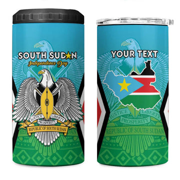Personalised South Sudan 4 in 1 Can Cooler Tumbler Coat Of Arms - Happy Independence Day LT15
