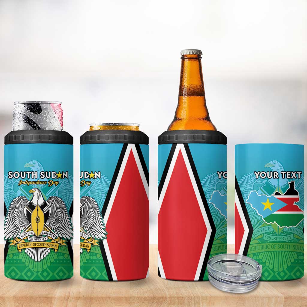 Personalised South Sudan 4 in 1 Can Cooler Tumbler Coat Of Arms - Happy Independence Day LT15