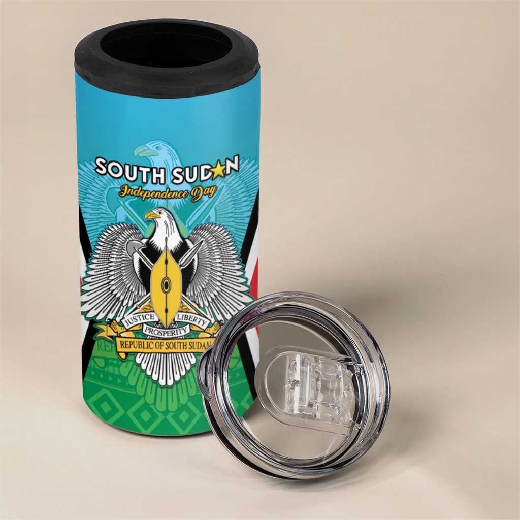 Personalised South Sudan 4 in 1 Can Cooler Tumbler Coat Of Arms - Happy Independence Day LT15
