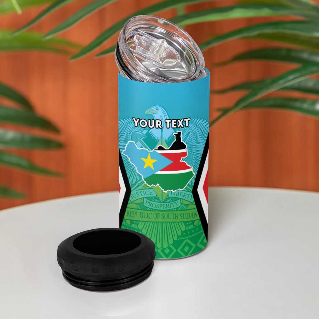 Personalised South Sudan 4 in 1 Can Cooler Tumbler Coat Of Arms - Happy Independence Day LT15