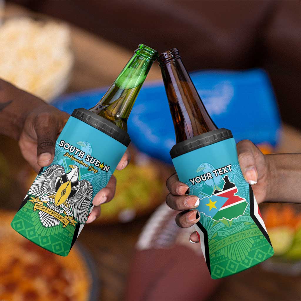 Personalised South Sudan 4 in 1 Can Cooler Tumbler Coat Of Arms - Happy Independence Day LT15