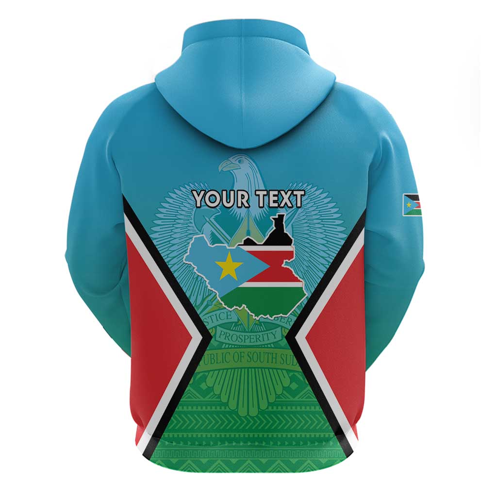 Personalised South Sudan Independence Day Hoodie Coat Of Arms With Flag Map LT15
