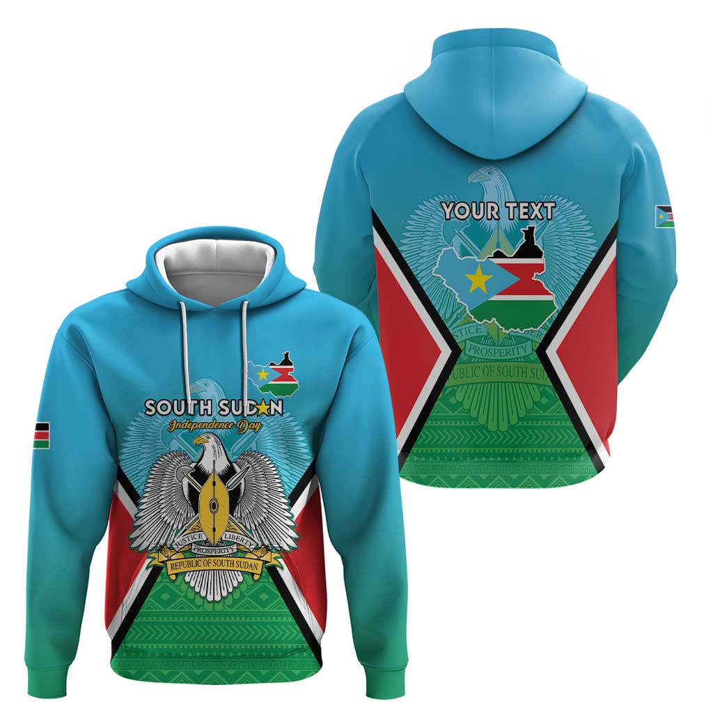 Personalised South Sudan Independence Day Hoodie Coat Of Arms With Flag Map LT15