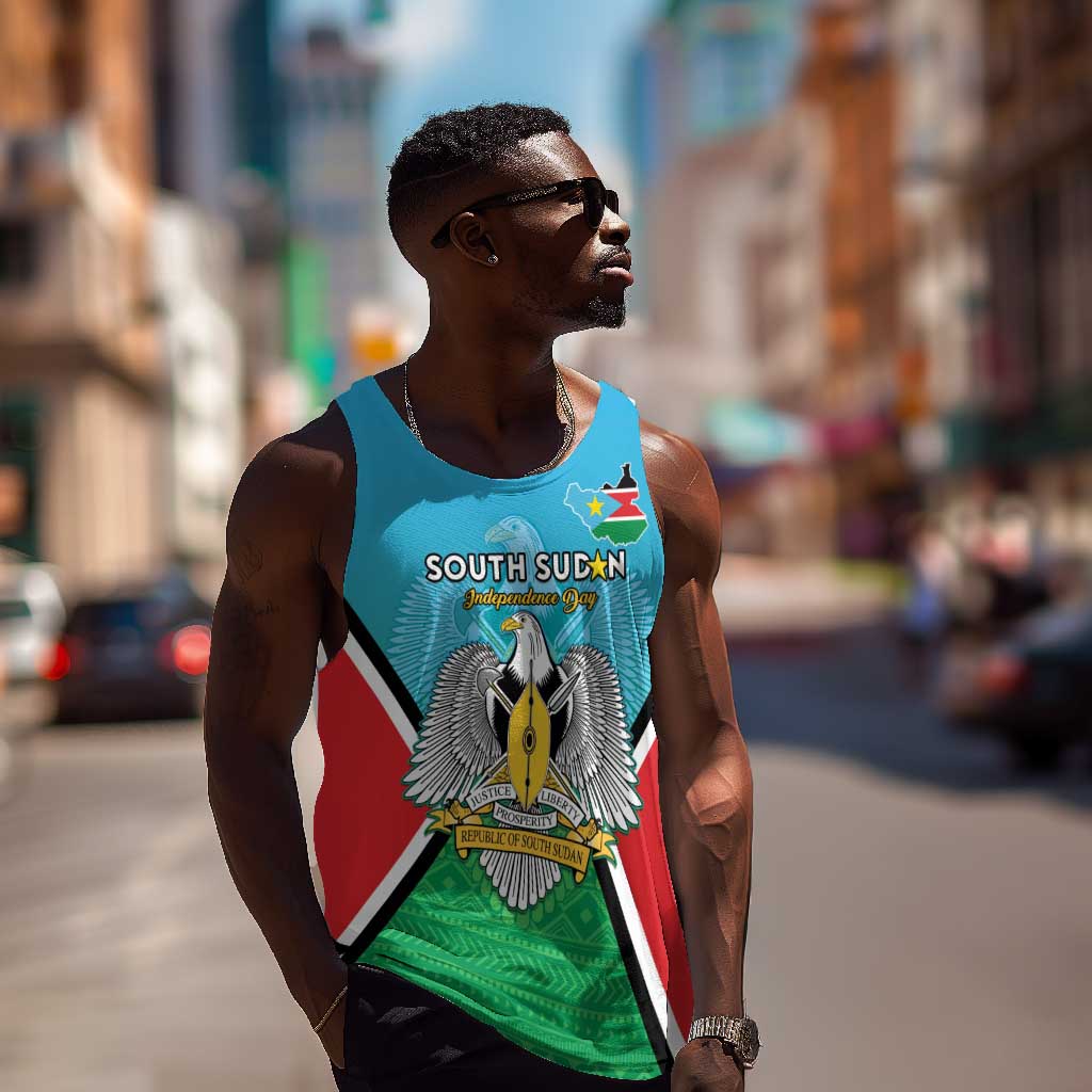 Personalised South Sudan Men Tank Top Coat Of Arms - Happy Independence Day LT15
