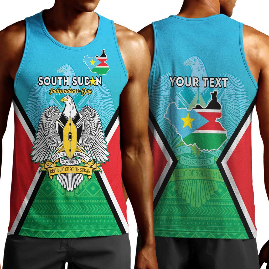 Personalised South Sudan Men Tank Top Coat Of Arms - Happy Independence Day LT15