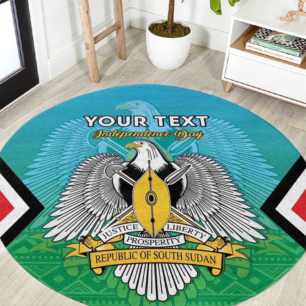 Personalised South Sudan Round Carpet Coat Of Arms - Happy Independence Day LT15