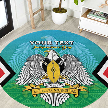 Personalised South Sudan Round Carpet Coat Of Arms - Happy Independence Day LT15