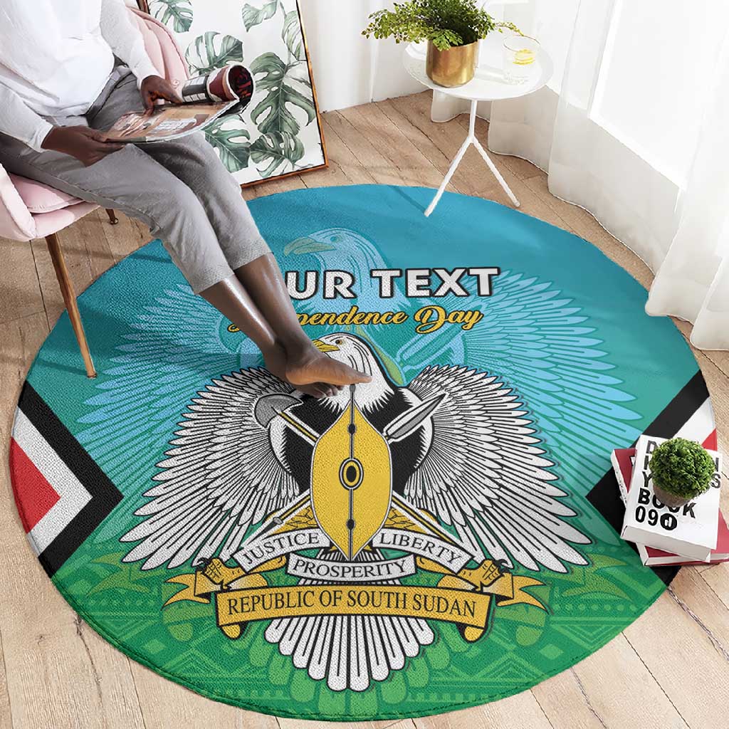 Personalised South Sudan Round Carpet Coat Of Arms - Happy Independence Day LT15