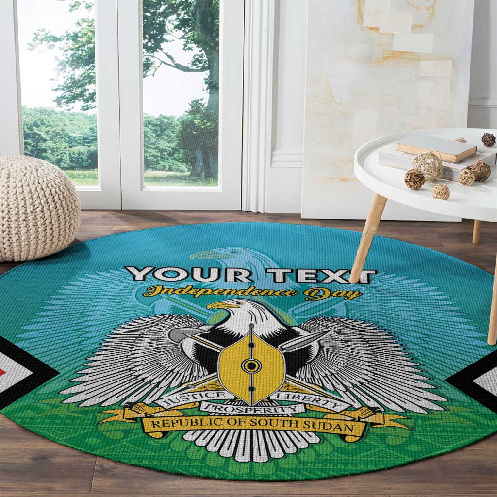 Personalised South Sudan Round Carpet Coat Of Arms - Happy Independence Day LT15