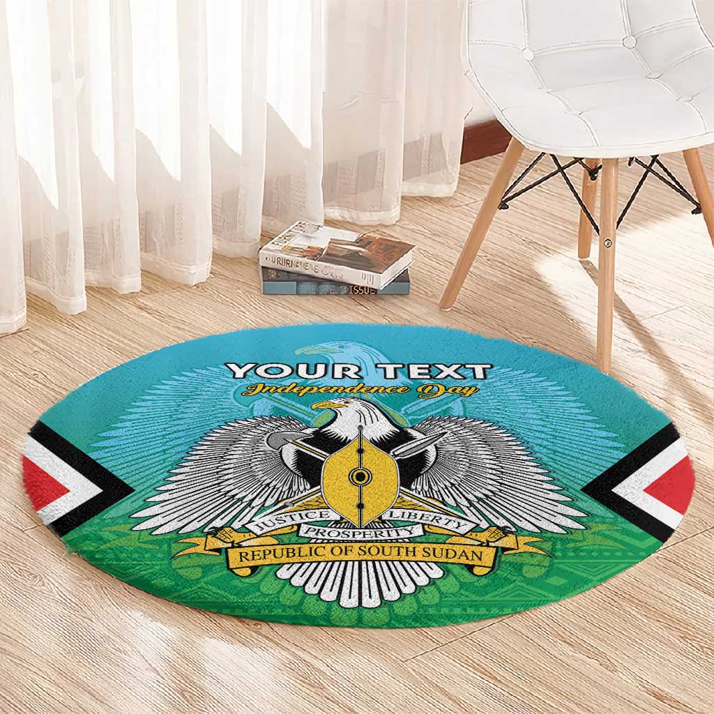 Personalised South Sudan Round Carpet Coat Of Arms - Happy Independence Day LT15