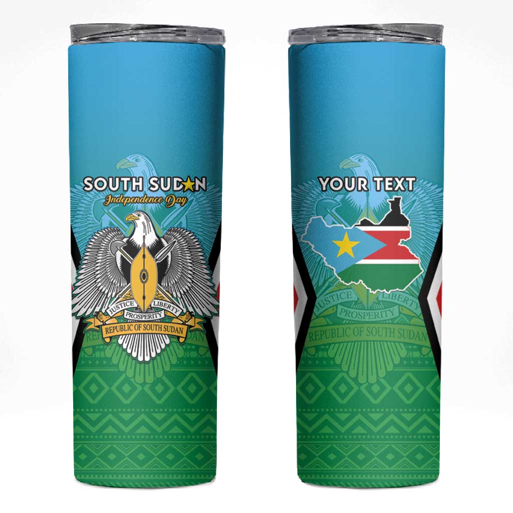 Personalised South Sudan Skinny Tumbler Coat Of Arms - Happy Independence Day LT15