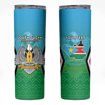 Personalised South Sudan Skinny Tumbler Coat Of Arms - Happy Independence Day LT15
