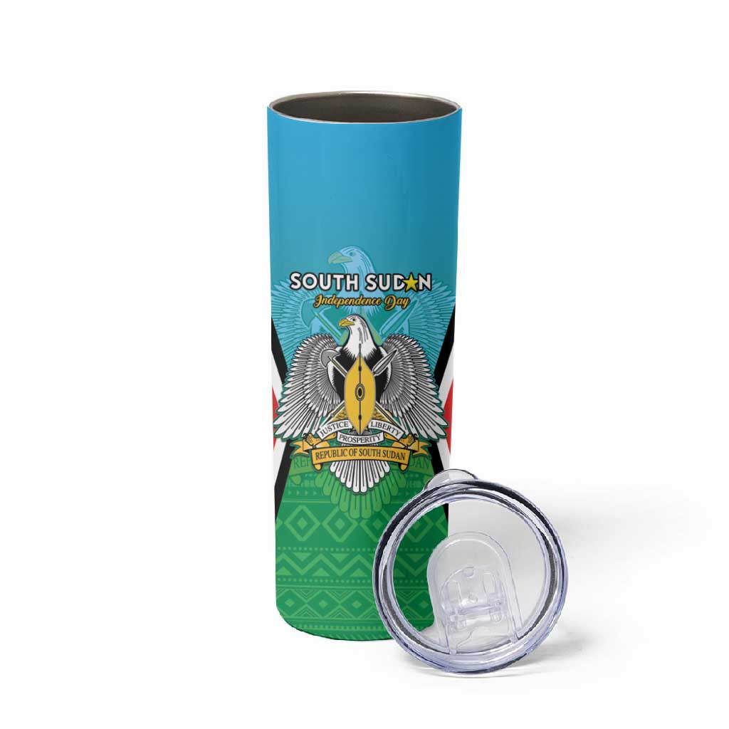 Personalised South Sudan Skinny Tumbler Coat Of Arms - Happy Independence Day LT15