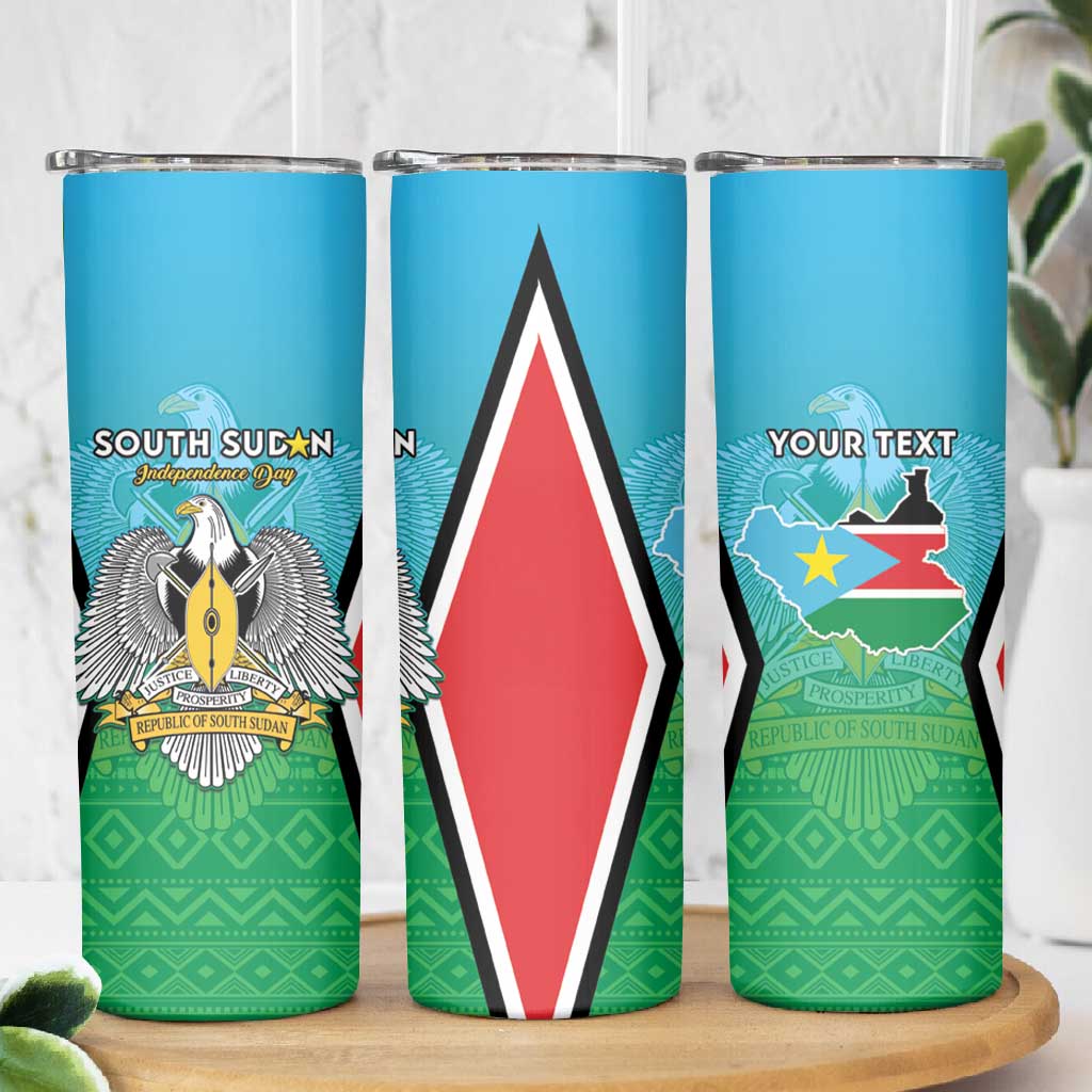 Personalised South Sudan Skinny Tumbler Coat Of Arms - Happy Independence Day LT15