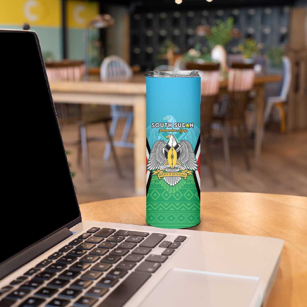 Personalised South Sudan Skinny Tumbler Coat Of Arms - Happy Independence Day LT15
