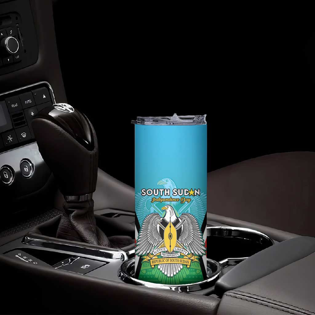Personalised South Sudan Skinny Tumbler Coat Of Arms - Happy Independence Day LT15