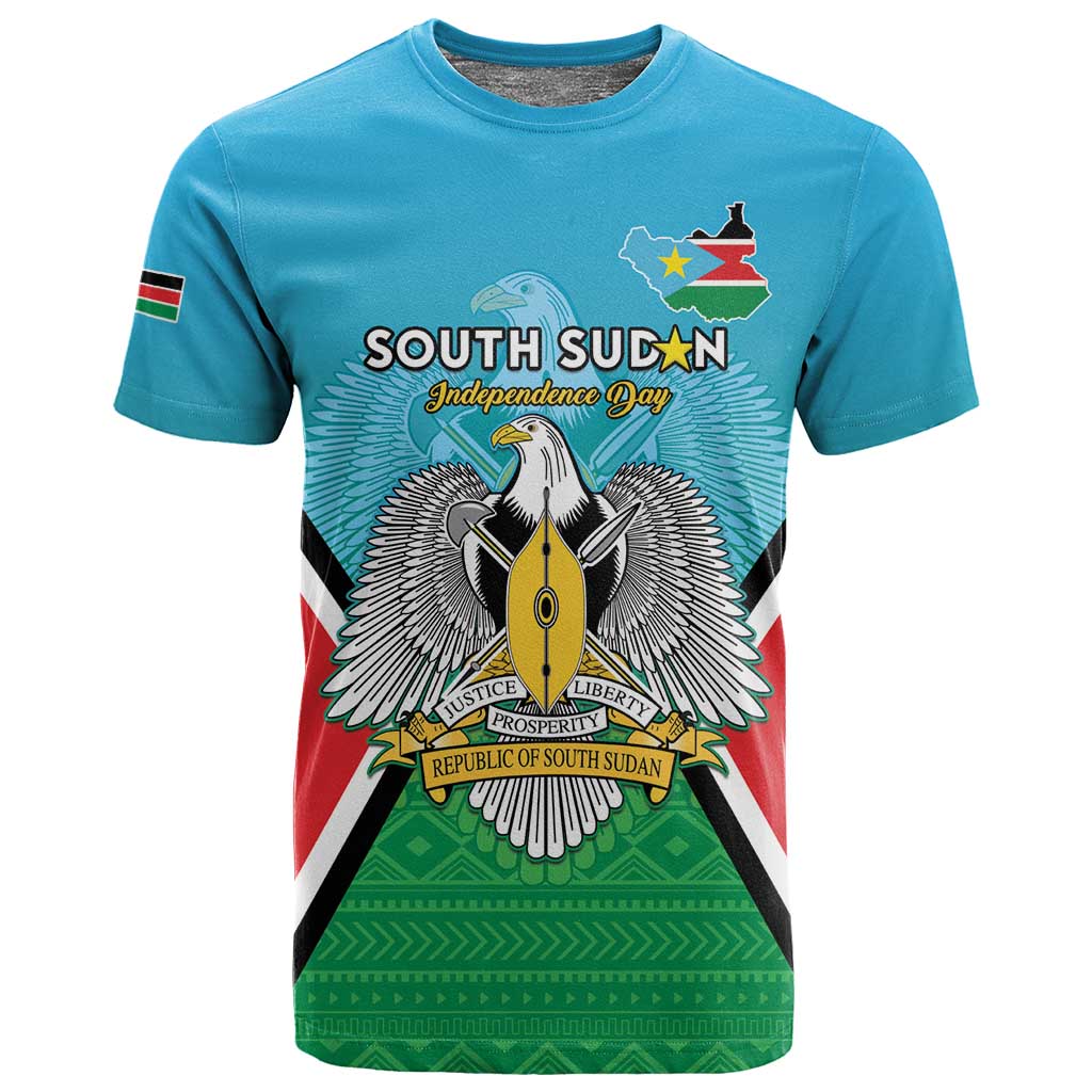 Personalised South Sudan T shirt Coat Of Arms - Happy Independence Day LT15