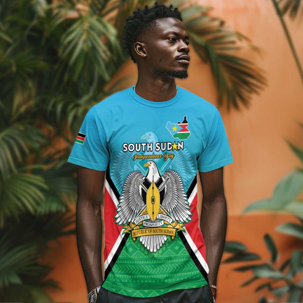 Personalised South Sudan T shirt Coat Of Arms - Happy Independence Day LT15