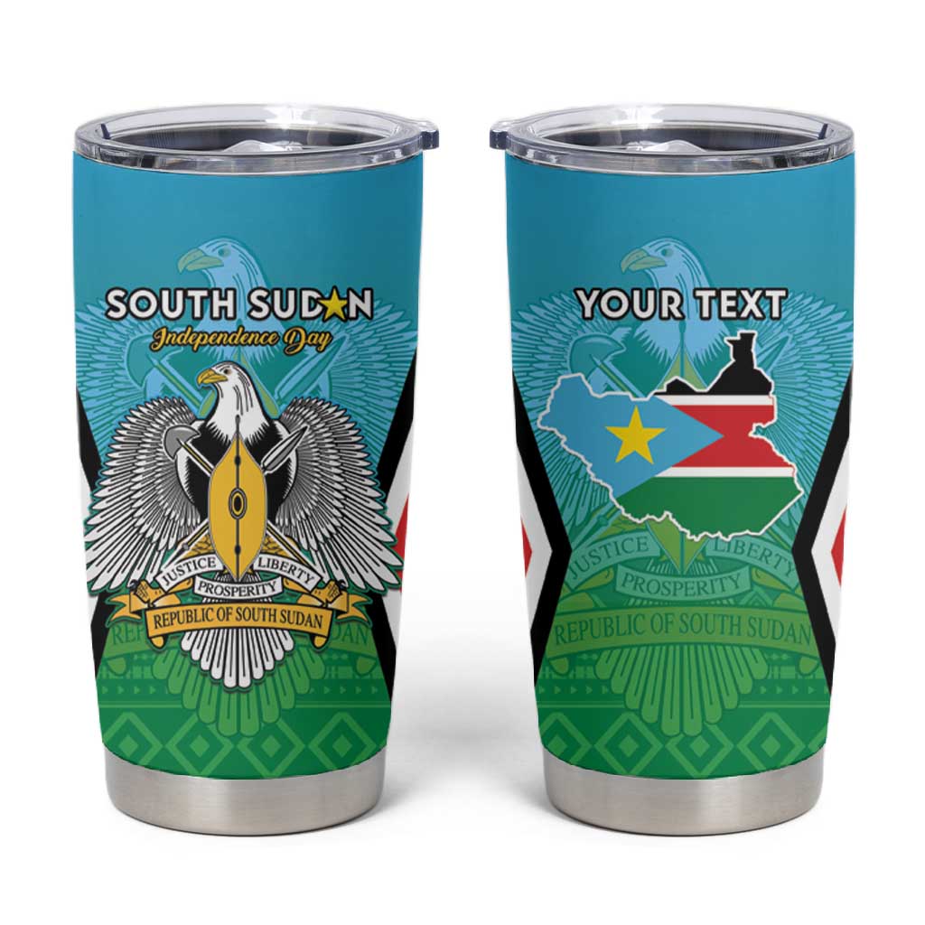 Personalised South Sudan Tumbler Cup Coat Of Arms - Happy Independence Day LT15