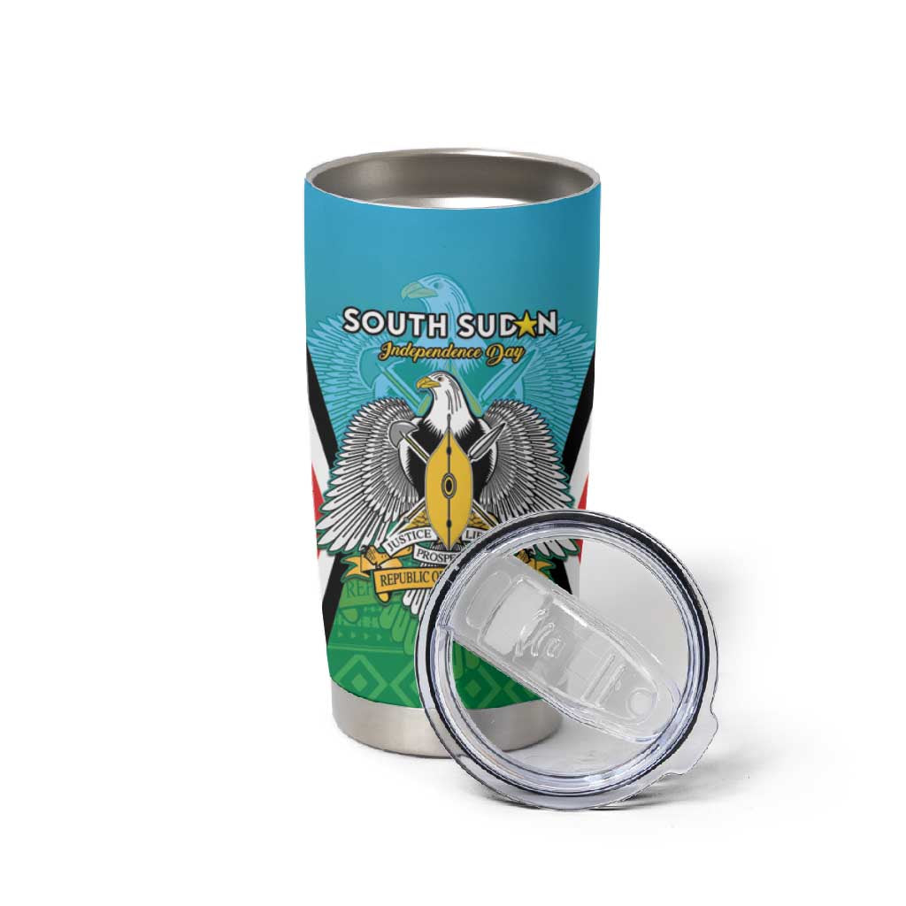 Personalised South Sudan Tumbler Cup Coat Of Arms - Happy Independence Day LT15