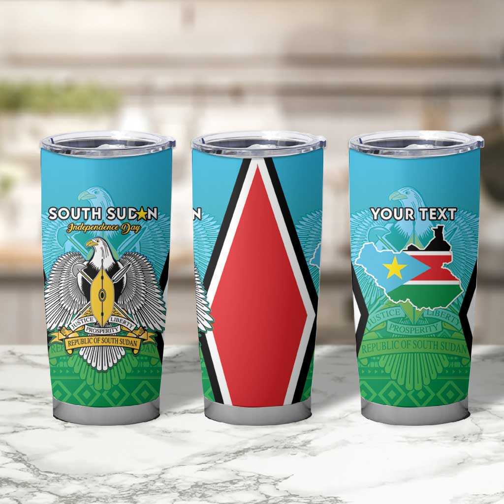 Personalised South Sudan Tumbler Cup Coat Of Arms - Happy Independence Day LT15