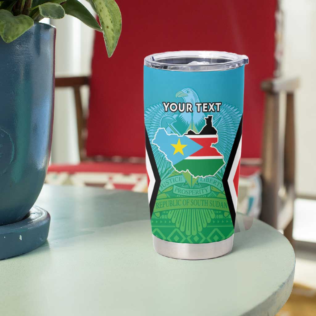 Personalised South Sudan Tumbler Cup Coat Of Arms - Happy Independence Day LT15