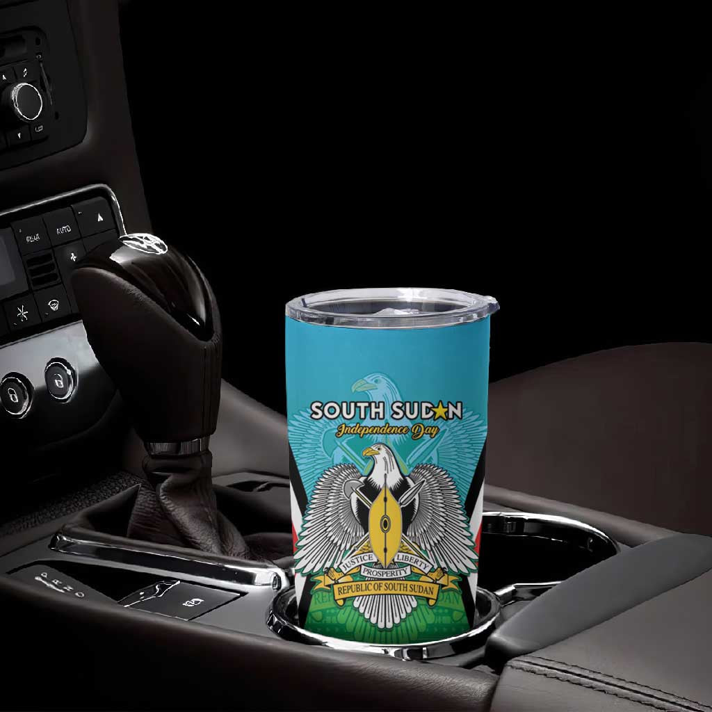 Personalised South Sudan Tumbler Cup Coat Of Arms - Happy Independence Day LT15