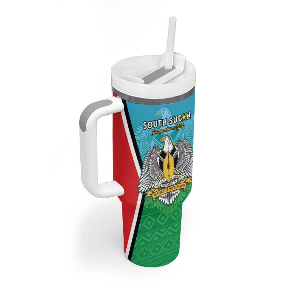 Personalised South Sudan Tumbler With Handle Coat Of Arms - Happy Independence Day LT15