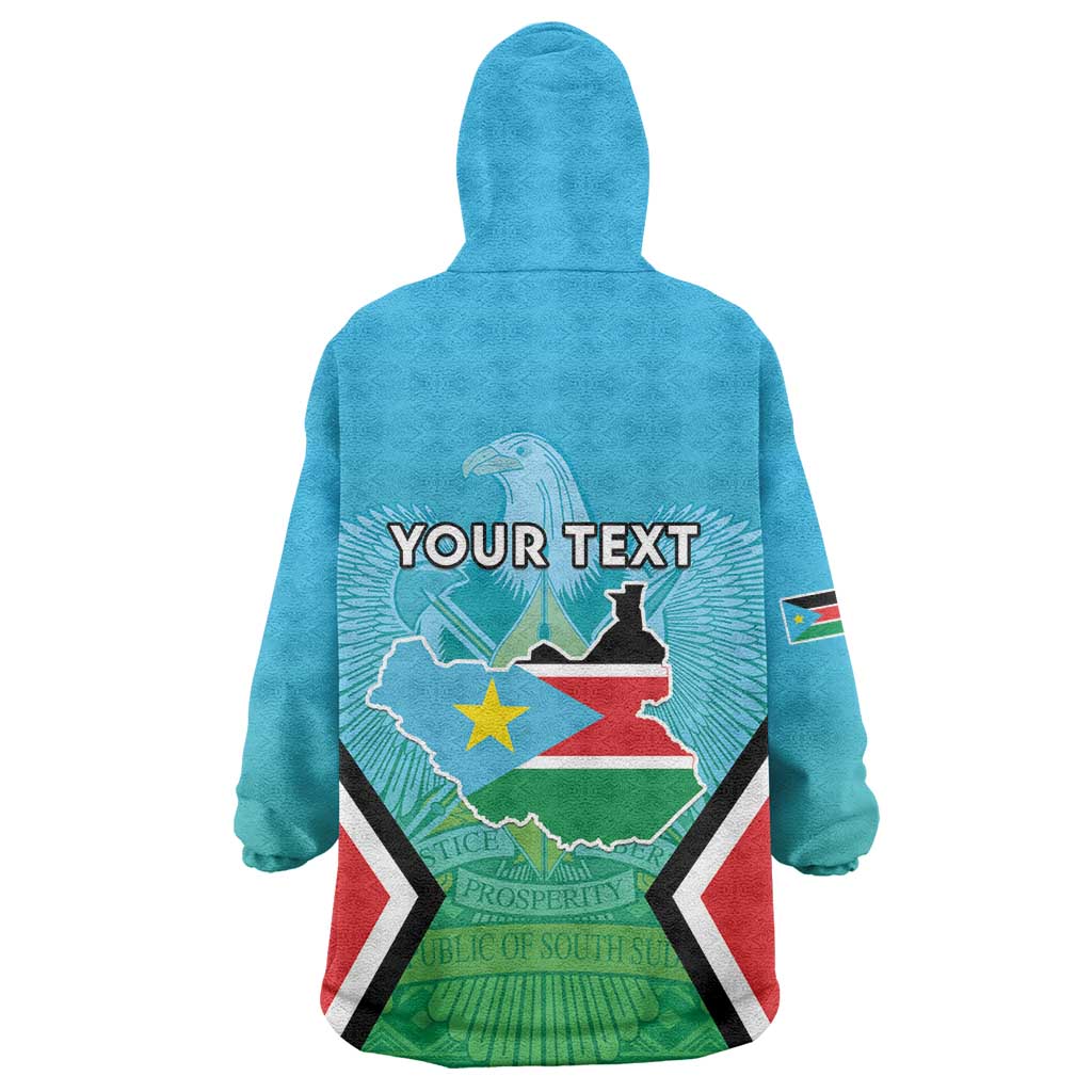 Personalised South Sudan Wearable Blanket Hoodie Coat Of Arms - Happy Independence Day LT15